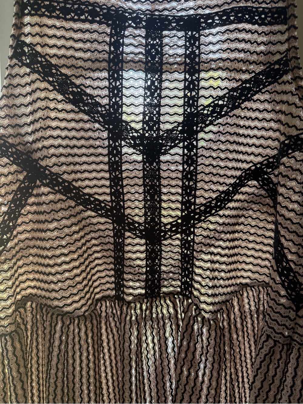 Free People Black & Taupe Crochet Lace Peplum Tank, Open Back, M - Picture 5 of 6